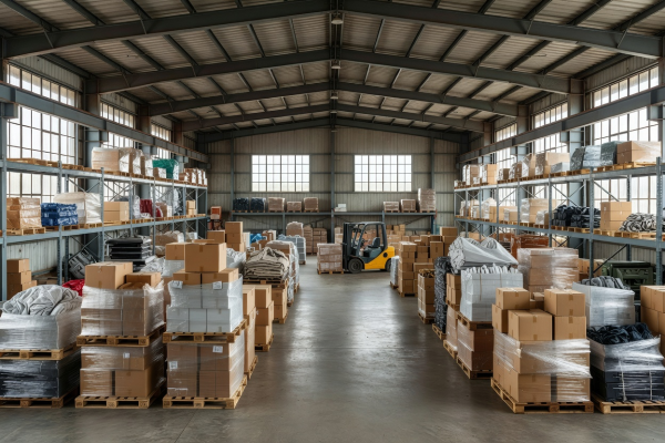 Spacious warehouse section providing overflow room for excess inventory