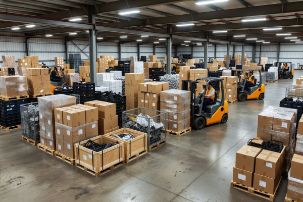 Warehouse staging area for temporary inventory holding